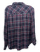 Rails Size L Navy & Pink Rayon Blend Plaid Button Down Long Sleeve Top Navy & Pink / L