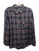 Rails Size L Navy & Pink Rayon Blend Plaid Button Down Long Sleeve Top Navy & Pink / L