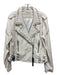 Blank NYC Size M White & Multi PU leather Moto Zip Floral Embroideries Jacket White & Multi / M