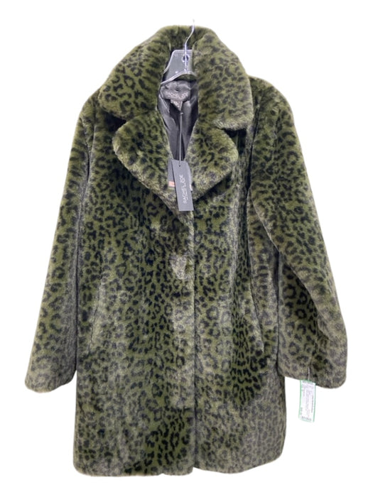 Rachel Zoe Size M Green & Black Polyester Animal Print Button Up pocket Jacket Green & Black / M