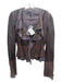 Just Cavalli Size 42 Brown Leather & Viscose Blend layered Long Sleeve Jacket Brown / 42