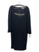 Gianni Versace Size 44/10 Black Wool Jeweled Detail Long Sleeve Dress Black / 44/10