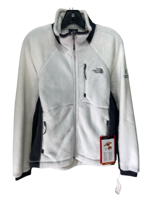 The North Face Size M White & Gray Polyester Fleece Zip Mock Neck Jacket White & Gray / M