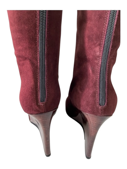 Ron Donovan Shoe Size 37.5 Burgundy Red Suede Almond Toe Wedge Stacked Boots Burgundy Red / 37.5