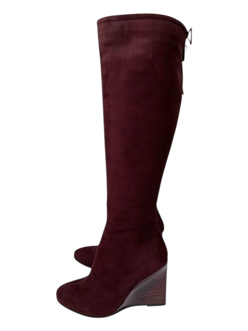 Ron Donovan Shoe Size 37.5 Burgundy Red Suede Almond Toe Wedge Stacked Boots Burgundy Red / 37.5