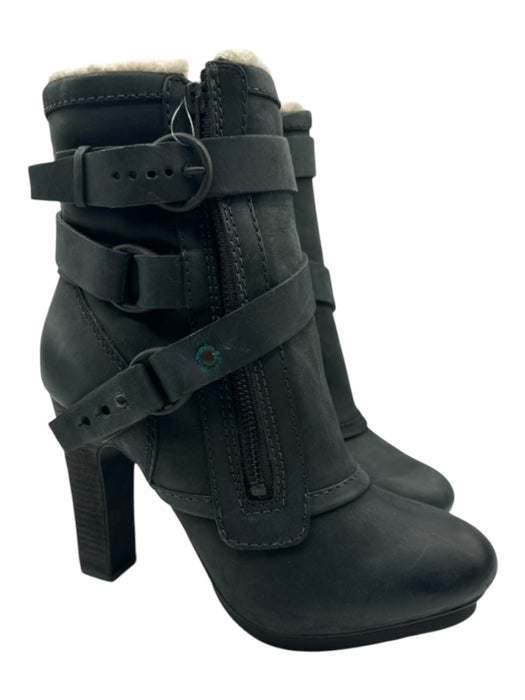 All Saints Shoe Size 39 Charcoal Gray Leather Almond Toe Block Heel Booties Charcoal Gray / 39