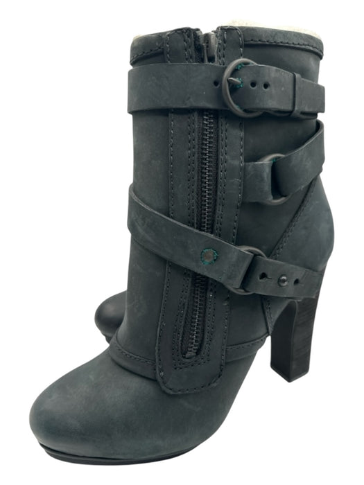 All Saints Shoe Size 39 Charcoal Gray Leather Almond Toe Block Heel Booties Charcoal Gray / 39