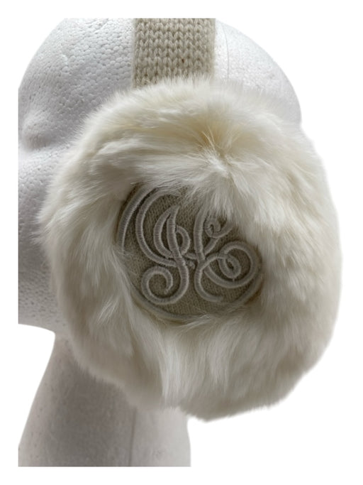 Juicy Couture Cream Knit Rabbit Fur Wool Earmuffs Cream