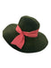 littledoe dark green & red Felted Wool Grosgrain Ribbon Detail wide brim Hat dark green & red / One Size