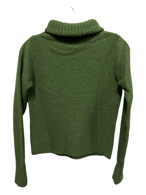 HWR Size M Green & Brown Wool Blend Turtleneck Patch Pockets Sweater Green & Brown / M