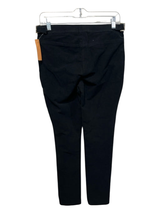 Isabella Bird Size 8 Black Cotton Blend Mid Rise Side Buckles Straight Leg Pants Black / 8