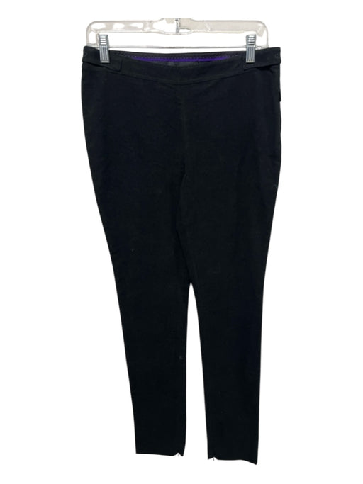 Isabella Bird Size 8 Black Cotton Blend Mid Rise Side Buckles Straight Leg Pants Black / 8