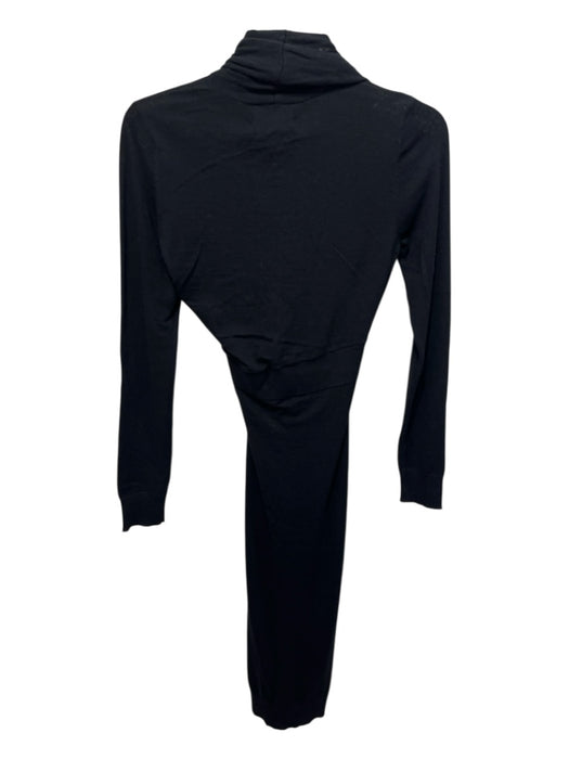 ALLSAINTS Size 6 Black Wool Blend Knit Twist Detail Knee Length Bodycon Dress Black / 6