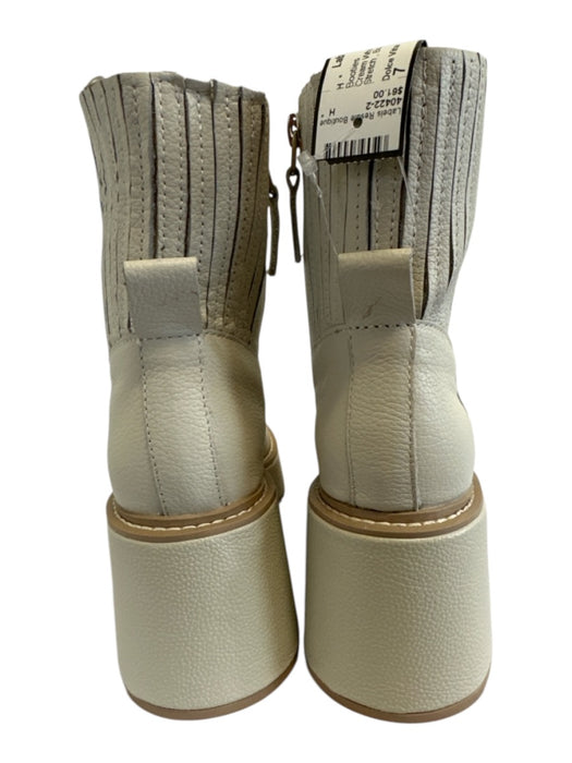 Dolce Vita Shoe Size 7 Cream White Leather Side Zip Platform Stretch Booties Cream White / 7