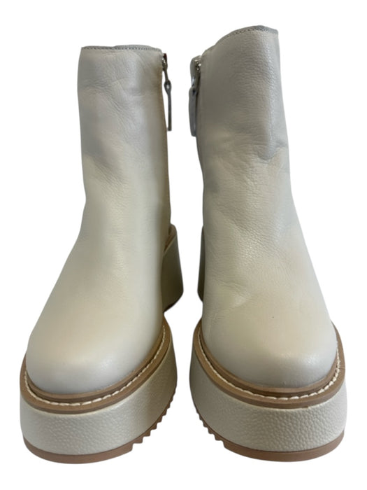 Dolce Vita Shoe Size 7 Cream White Leather Side Zip Platform Stretch Booties Cream White / 7