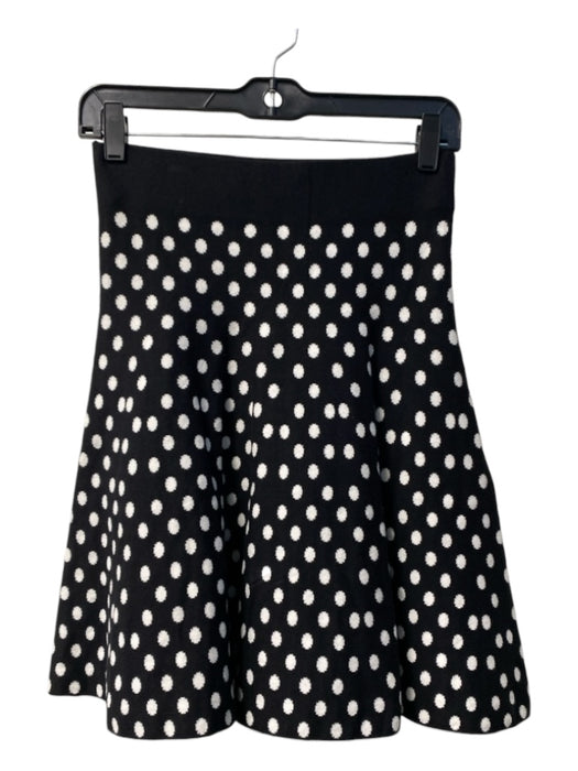 Maeve Size XS B&W Cotton Blend Polka Dots Pull On Stretch Flare Skirt B&W / XS