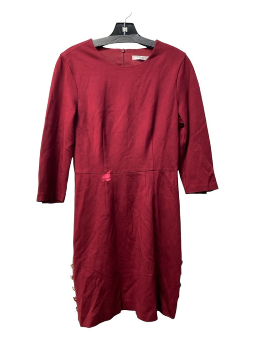 Trina Turk Size Est S/M Deep Red Rayon Round Neck 3/4 Sleeve Knee length Dress Deep Red / Est S/M