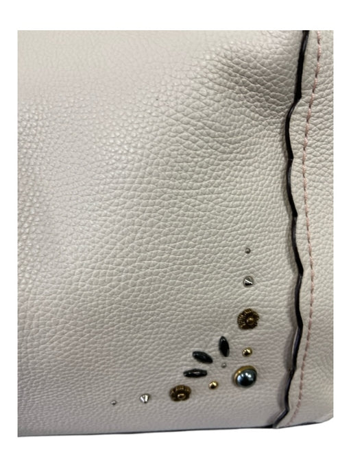 Coach White Leather Mixed Hardware Double Top Handle Scalloped Edging Bag White / L