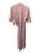 Ganni Size 38 Beige & Pink Viscose Floral Wrap 1/2 sleeve Below knee Dress Beige & Pink / 38