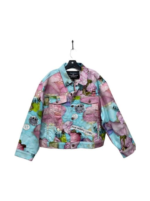 Marc Jacobs Size M Blue & Pink Cotton Denim Button Down Floral & Eyelash Jacket Blue & Pink / M