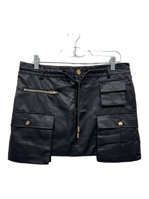 Cynthia Rowley Size 6 Black Cotton Blend Drawstring Waist Cargo Pockets Skirt Black / 6