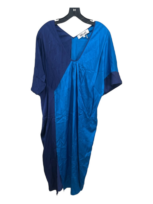 Diane Von Furstenberg Size S Blue & Navy Viscose Drop Shoulder color block Dress Blue & Navy / S