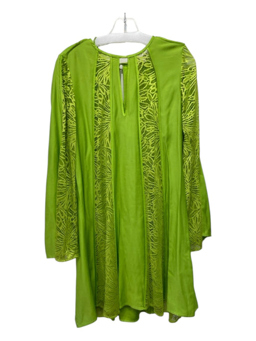 Diane Von Furstenberg Size S Lime Green Viscose Back Keyhole Laser Cut Dress Lime Green / S