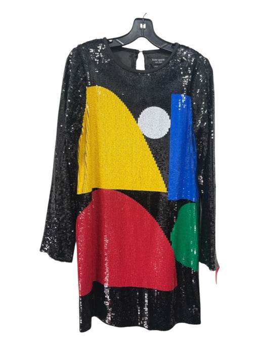 Kate Spade Size 6 Black, Yellow & Blue Polyester Long Sleeve Sequinned Dress Black, Yellow & Blue / 6