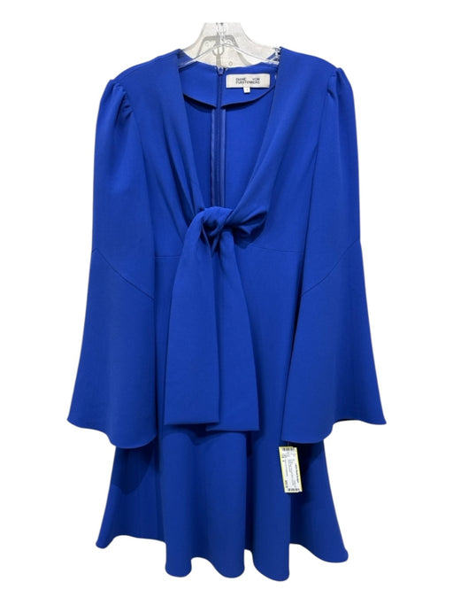 Diane Von Furstenberg Size 4 Royal Blue Polyester Blend Long Bell Sleeve Dress Royal Blue / 4