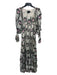 Cynthia Rowley Size 2 Cream, Pink & Black Silk Blend Abstract Floral Midi Dress Cream, Pink & Black / 2