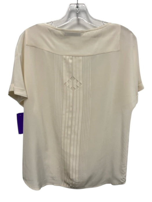 Trina Turk Size XS Beige Silk Pintuck Button Front Wide Neck Top Beige / XS