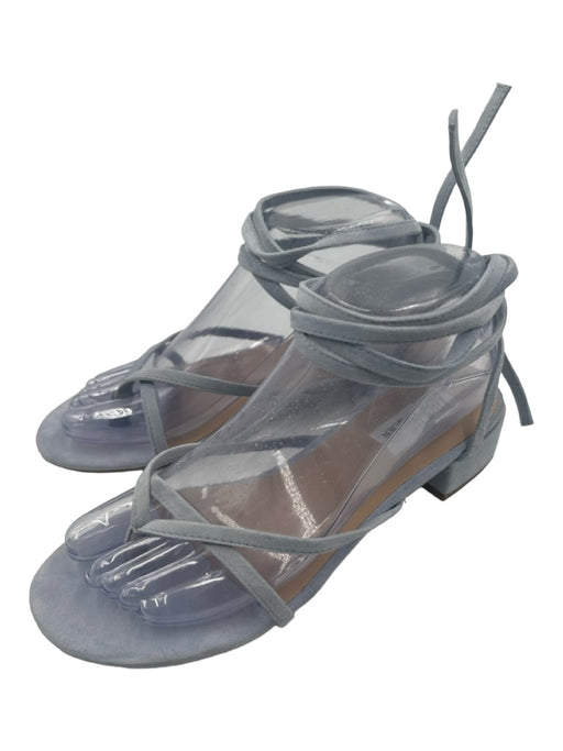 Steve Madden Shoe Size 7.5 Blue Suede open toe Ankle Wrap Sandals Blue / 7.5