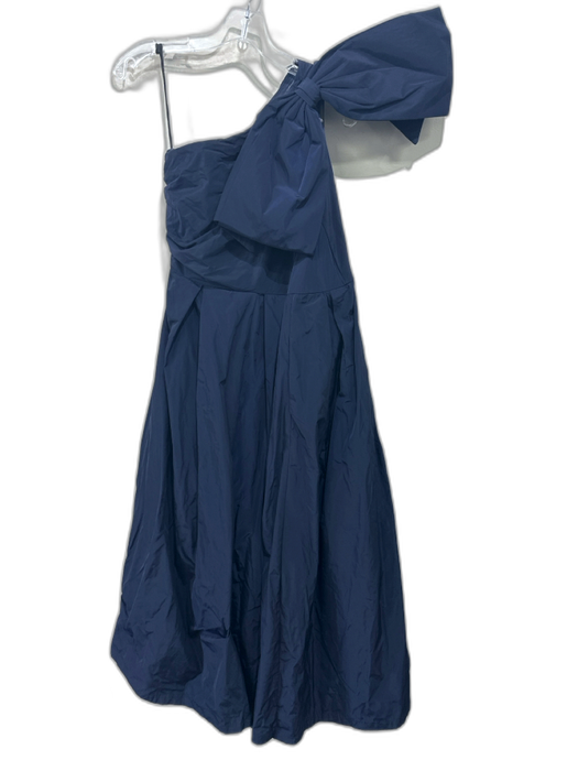 Donna Karan Size 2 Navy Blue Polyester Bow Zip Close Midi Pockets Gown Navy Blue / 2