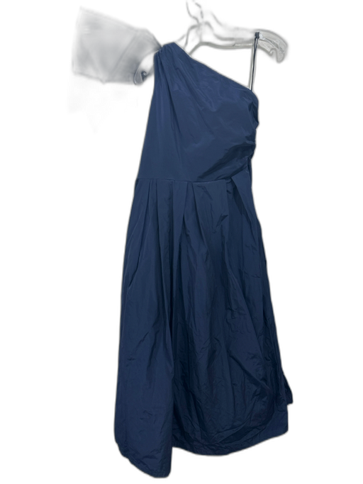 Donna Karan Size 2 Navy Blue Polyester Bow Zip Close Midi Pockets Gown Navy Blue / 2
