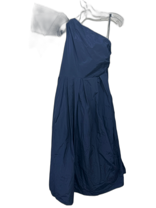 Donna Karan Size 2 Navy Blue Polyester Bow Zip Close Midi Pockets Gown Navy Blue / 2