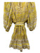 Cleobella Size M Yellow & Multi Cotton floral print Tie belt Puff Sleeves Dress Yellow & Multi / M