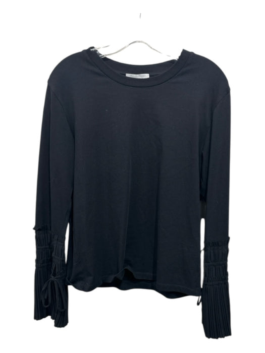 3.1 Phillip Lim Size M Black Cotton Crewneck Tie Detail Top Black / M