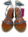Jimmy Choo Shoe Size 37 Brown & Blue Leather & Rope Strappy Ankle Buckle Wedges Brown & Blue / 37