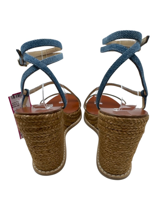 Jimmy Choo Shoe Size 37 Brown & Blue Leather & Rope Strappy Ankle Buckle Wedges Brown & Blue / 37