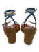 Jimmy Choo Shoe Size 37 Brown & Blue Leather & Rope Strappy Ankle Buckle Wedges Brown & Blue / 37