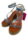Jimmy Choo Shoe Size 37 Brown & Blue Leather & Rope Strappy Ankle Buckle Wedges Brown & Blue / 37
