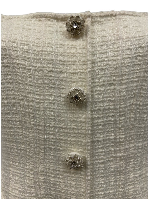 Self-Portrait Size 4 Cream White Acrylic & Wool Short Sleeve Square Neck Dress Cream White / 4