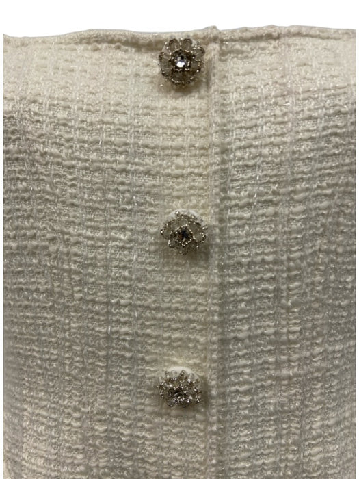 Self-Portrait Size 4 Cream White Acrylic & Wool Short Sleeve Square Neck Dress Cream White / 4
