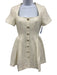Self-Portrait Size 4 Cream White Acrylic & Wool Short Sleeve Square Neck Dress Cream White / 4