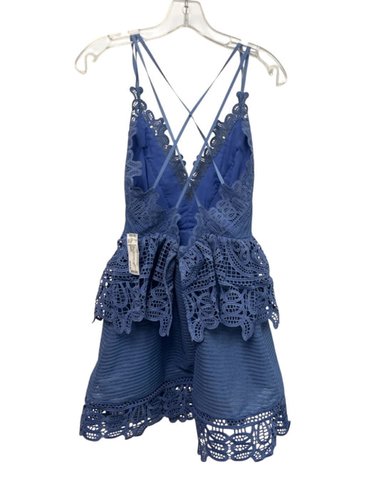 Self-Portrait Size 2 Cornflower Blue Polyester Spaghetti Strap V Neck Mini Dress Cornflower Blue / 2