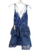 Self-Portrait Size 2 Cornflower Blue Polyester Spaghetti Strap V Neck Mini Dress Cornflower Blue / 2