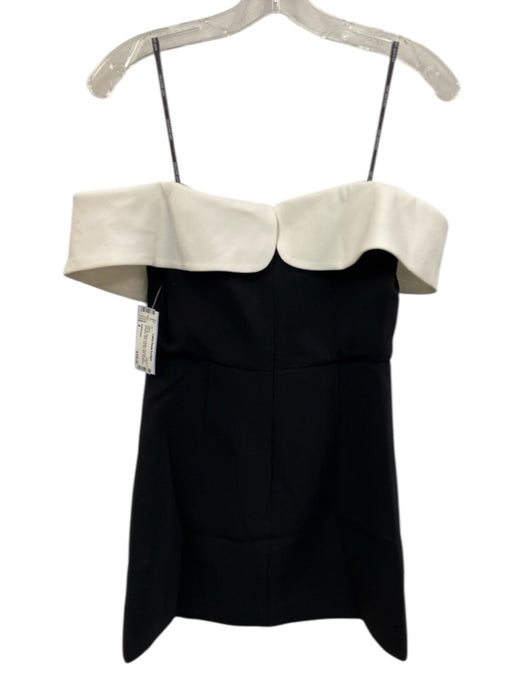Self-Portrait Size 4 Black & White Polyester Off Shoulder Bow Cut Out Mini Dress Black & White / 4