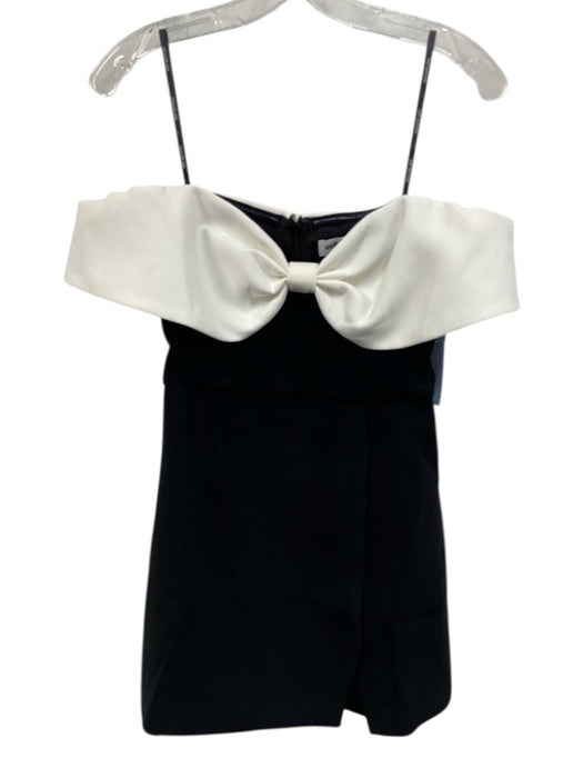 Self-Portrait Size 4 Black & White Polyester Off Shoulder Bow Cut Out Mini Dress Black & White / 4