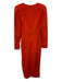Self-Portrait Size 4 Orange Polyester Long Sleeve Pleated Tulip Hem Midi Dress Orange / 4