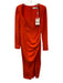 Self-Portrait Size 4 Orange Polyester Long Sleeve Pleated Tulip Hem Midi Dress Orange / 4